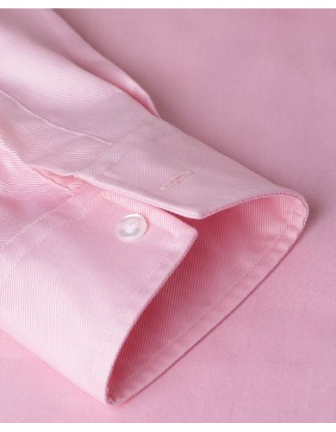 Fitted Plain Pink Luxury Twill Shirt